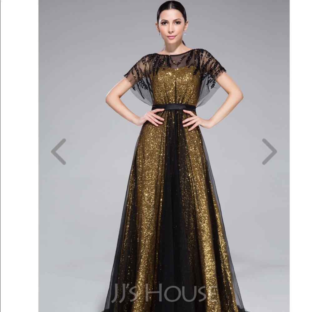 JJs House Glittering Gold and Black Evening Gown